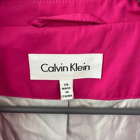 Calvin Klein hot pink utility trench coat with belt size 14 - Picture 9 of 13